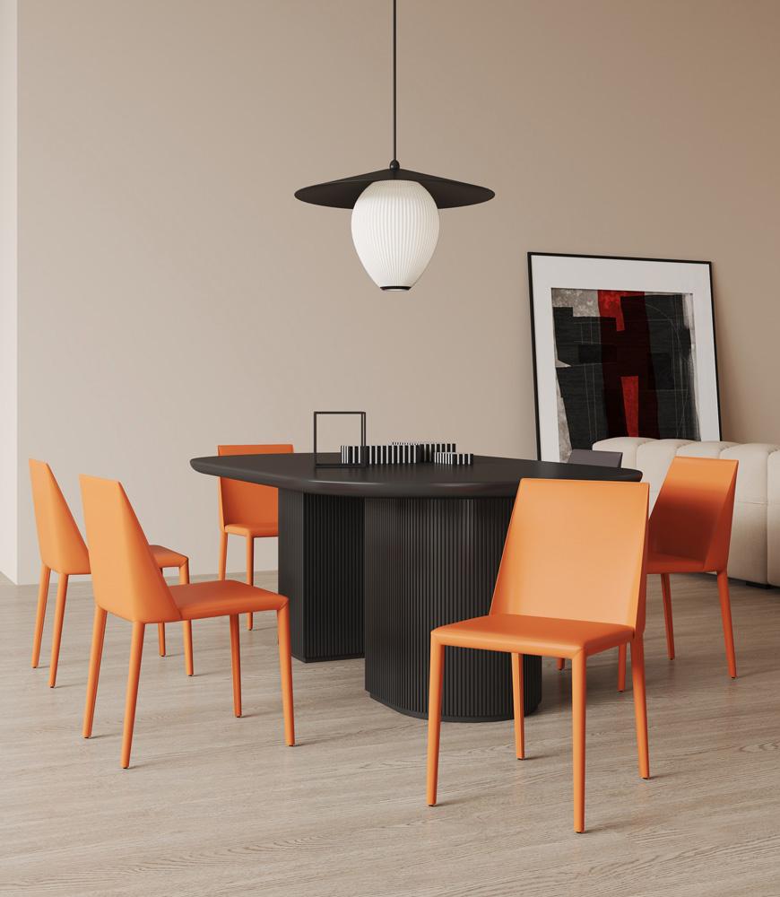 Manhattan Comfort - Paris Saddle Leather Dining Chair with Metal Legs in Coral - Set of 2 - 2-DC032-CO veiw 7