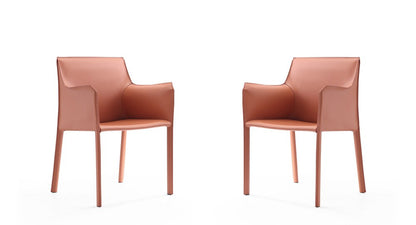 Manhattan Comfort - Paris Saddle Leather Dining Armchair with Metal Legs in Clay - Set of 2 - 2-DC034-CL veiw 1
