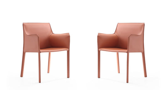 Manhattan Comfort - Paris Saddle Leather Dining Armchair with Metal Legs in Clay - Set of 2 - 2-DC034-CL veiw 1
