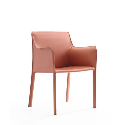 Manhattan Comfort - Paris Saddle Leather Dining Armchair with Metal Legs in Clay - Set of 2 - 2-DC034-CL veiw 2
