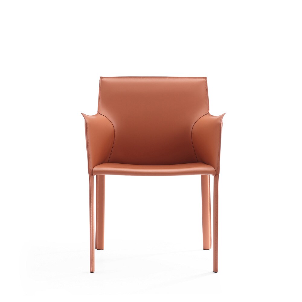 Manhattan Comfort - Paris Saddle Leather Dining Armchair with Metal Legs in Clay - Set of 2 - 2-DC034-CL veiw 3