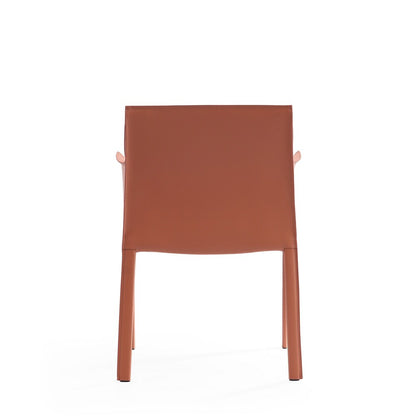 Manhattan Comfort - Paris Saddle Leather Dining Armchair with Metal Legs in Clay - Set of 2 - 2-DC034-CL veiw 5