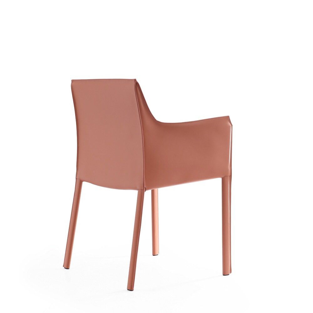 Manhattan Comfort - Paris Saddle Leather Dining Armchair with Metal Legs in Clay - Set of 2 - 2-DC034-CL veiw 6