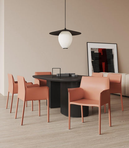 Manhattan Comfort - Paris Saddle Leather Dining Armchair with Metal Legs in Clay - Set of 2 - 2-DC034-CL veiw 7