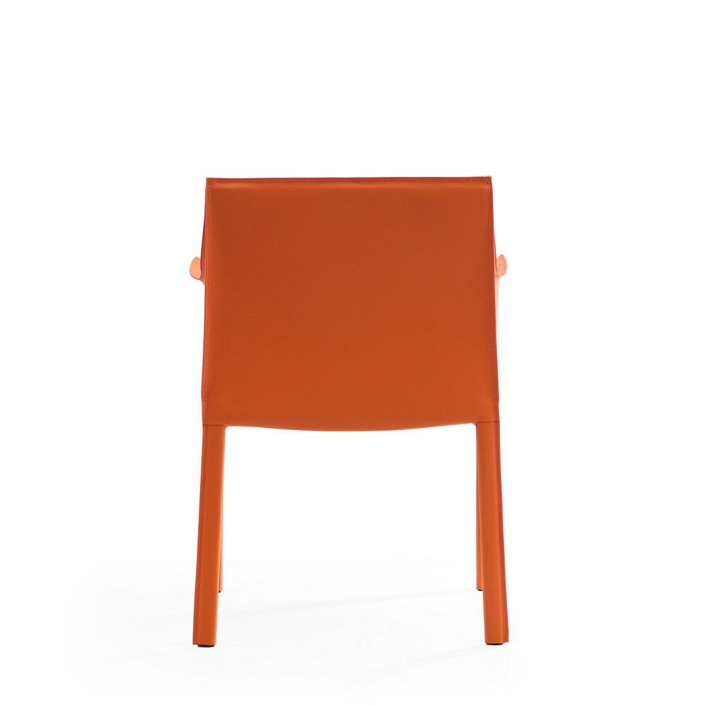 Manhattan Comfort - Paris Saddle Leather Dining Armchair with Metal Legs in Coral - Set of 2 - 2-DC034-CO veiw 6