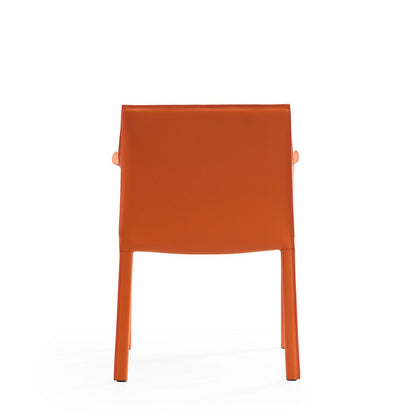 Manhattan Comfort - Paris Saddle Leather Dining Armchair with Metal Legs in Coral - Set of 2 - 2-DC034-CO veiw 6