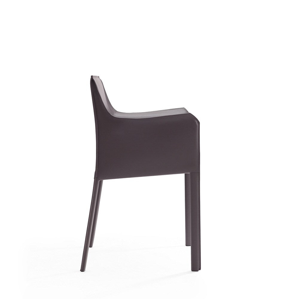Manhattan Comfort - Paris Saddle Leather Dining Armchair with Metal Legs in Grey - Set of 2 - 2-DC034-GY veiw 5