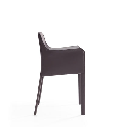 Manhattan Comfort - Paris Saddle Leather Dining Armchair with Metal Legs in Grey - Set of 2 - 2-DC034-GY veiw 5