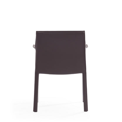 Manhattan Comfort - Paris Saddle Leather Dining Armchair with Metal Legs in Grey - Set of 2 - 2-DC034-GY veiw 6