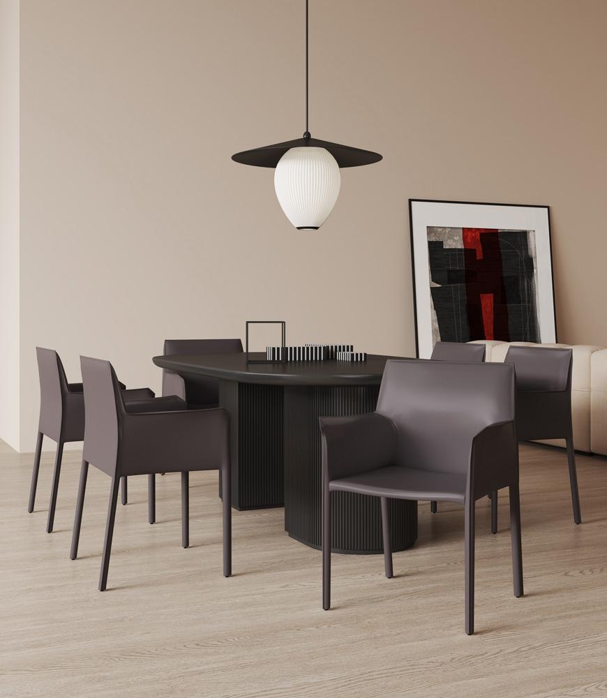 Manhattan Comfort - Paris Saddle Leather Dining Armchair with Metal Legs in Grey - Set of 2 - 2-DC034-GY veiw 7