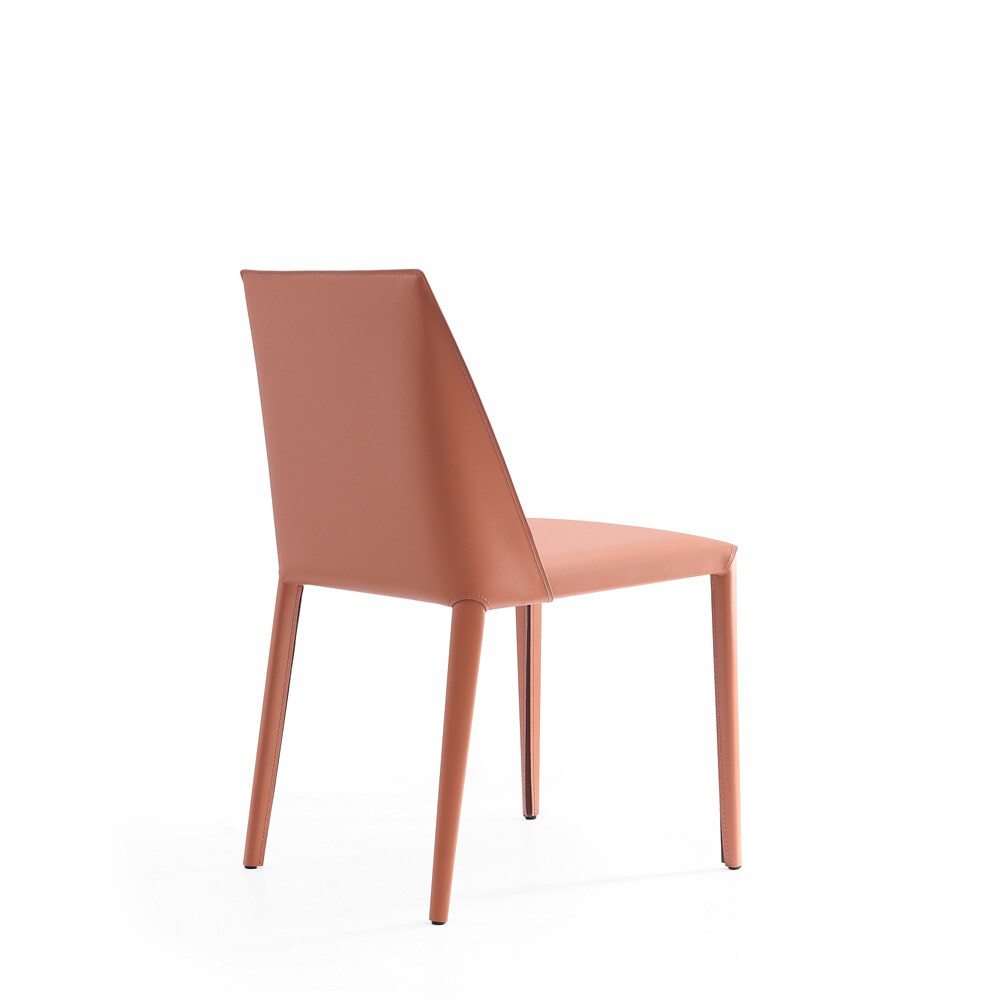 Manhattan Comfort - Paris Saddle Leather Dining Chair with Metal Legs in Clay - DC032-CY veiw 4
