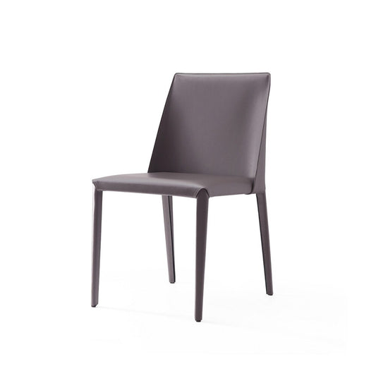 Manhattan Comfort - Paris Saddle Leather Dining Chair with Metal Legs in Grey - DC032-GY veiw 1