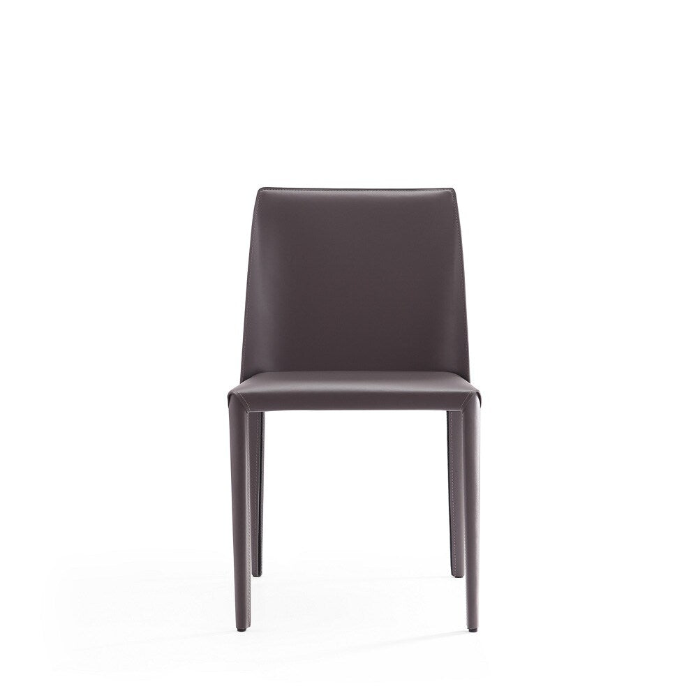 Manhattan Comfort - Paris Saddle Leather Dining Chair with Metal Legs in Grey - DC032-GY veiw 3