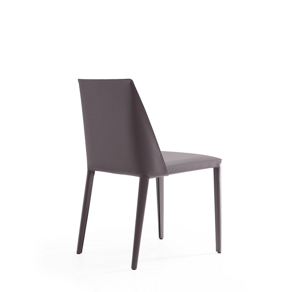 Manhattan Comfort - Paris Saddle Leather Dining Chair with Metal Legs in Grey - DC032-GY veiw 4