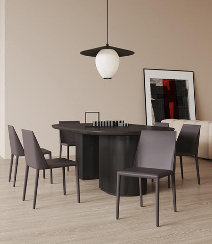 Manhattan Comfort - Paris Saddle Leather Dining Chair with Metal Legs in Grey - DC032-GY veiw 7