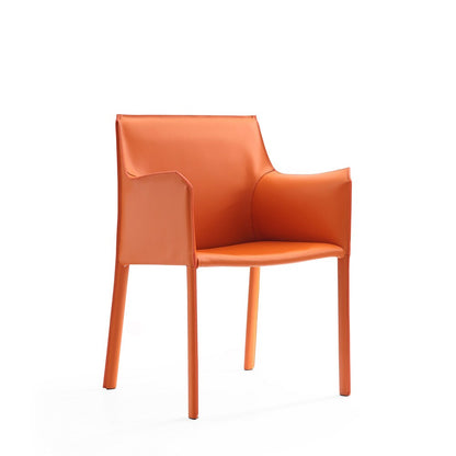 Manhattan Comfort - Paris Saddle Leather Dining Armchair with Metal Legs in Coral - DC034-CO veiw 1