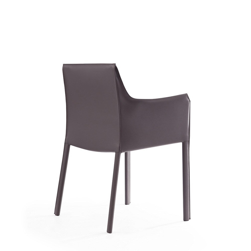 Manhattan Comfort - Paris Saddle Leather Dining Armchair with Metal Legs in Grey - DC034-GY veiw 2