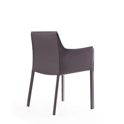 Manhattan Comfort - Paris Saddle Leather Dining Armchair with Metal Legs in Grey - DC034-GY veiw 2