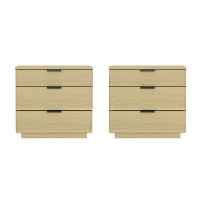 Manhattan Comfort - Payton Nightstand with 6 Drawers in Natural Oak and Black - Set of 2 - 2-NS009-NO veiw 1