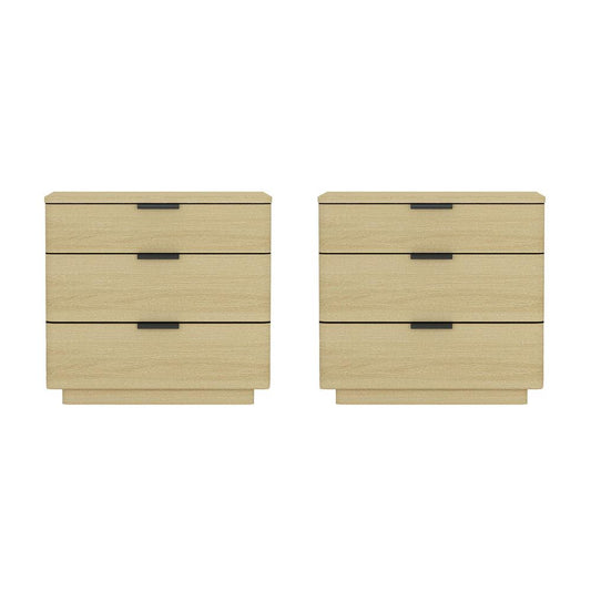 Manhattan Comfort - Payton Nightstand with 6 Drawers in Natural Oak and Black - Set of 2 - 2-NS009-NO veiw 1