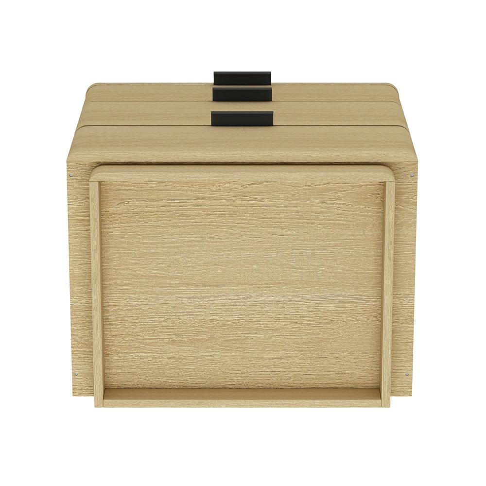 Manhattan Comfort - Payton Nightstand with 6 Drawers in Natural Oak and Black - Set of 2 - 2-NS009-NO veiw 5