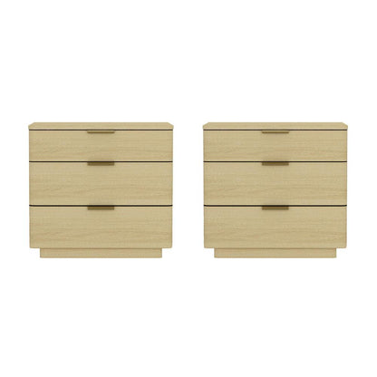 Manhattan Comfort - Payton Nightstand with 6 Drawers in Natural Oak and Gold - Set of 2 - 2-NS009-GNO veiw 1
