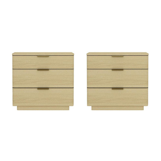 Manhattan Comfort - Payton Nightstand with 6 Drawers in Natural Oak and Gold - Set of 2 - 2-NS009-GNO veiw 1