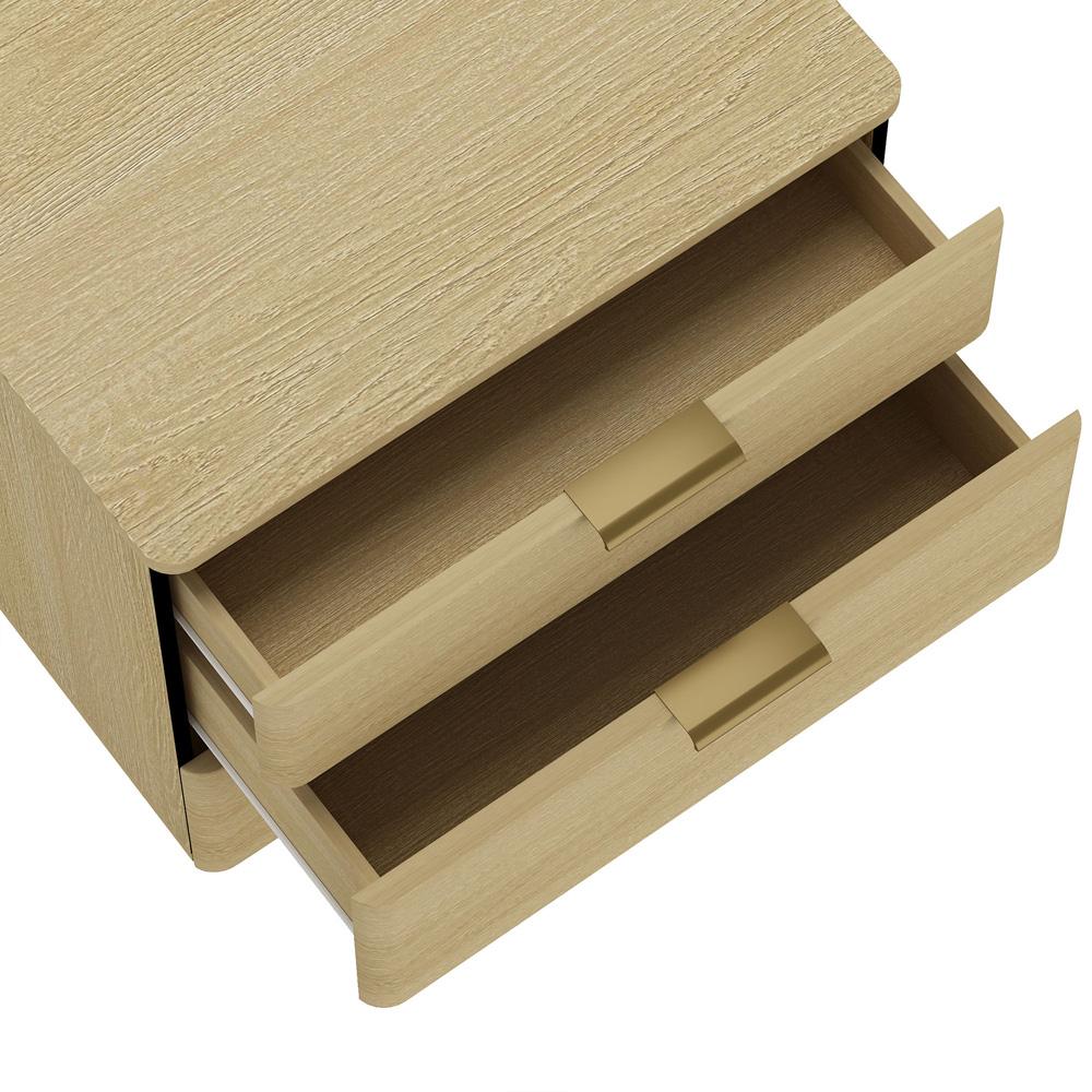Manhattan Comfort - Payton Nightstand with 6 Drawers in Natural Oak and Gold - Set of 2 - 2-NS009-GNO veiw 7