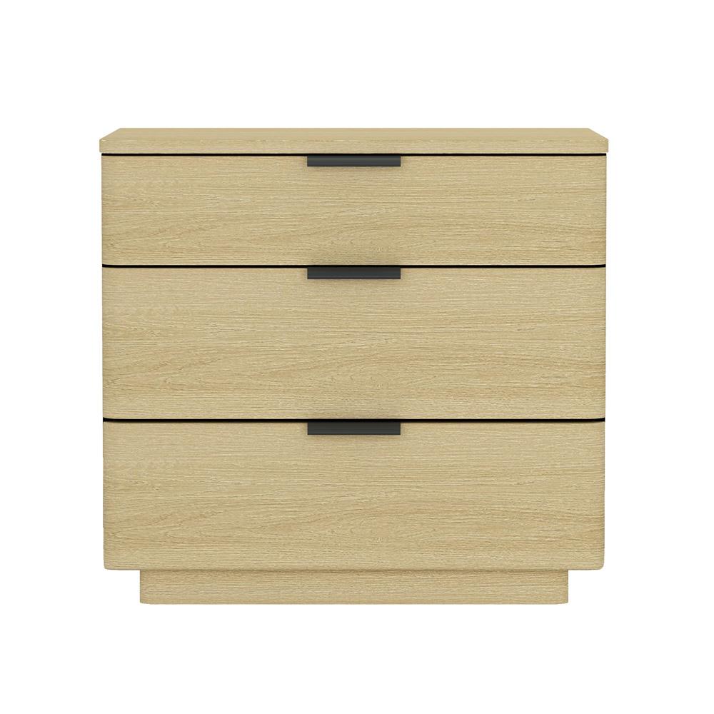 Manhattan Comfort - Payton Nightstand with 3 Drawers in Natural Oak and Black - NS009-NO veiw 1
