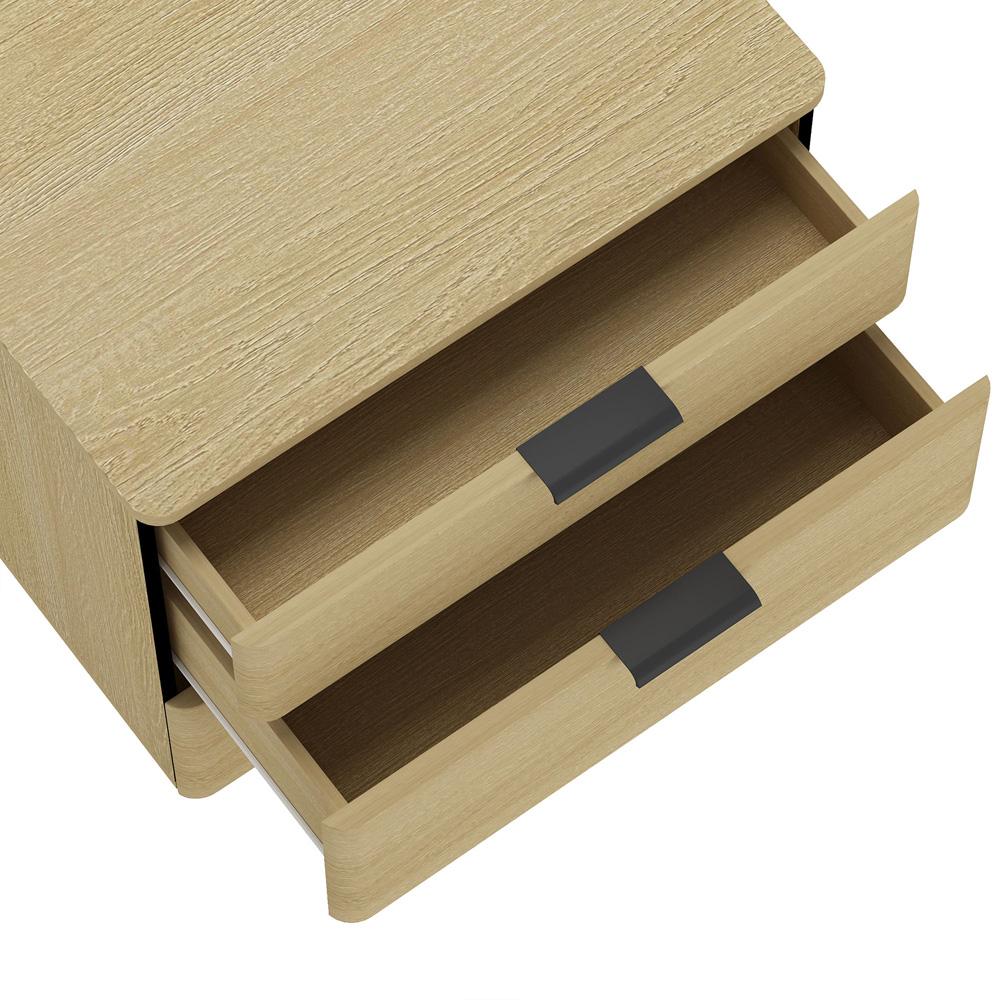 Manhattan Comfort - Payton Nightstand with 3 Drawers in Natural Oak and Black - NS009-NO veiw 7