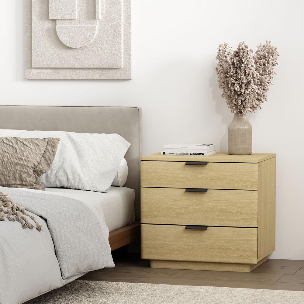 Manhattan Comfort - Payton Nightstand with 3 Drawers in Natural Oak and Black - NS009-NO veiw 8