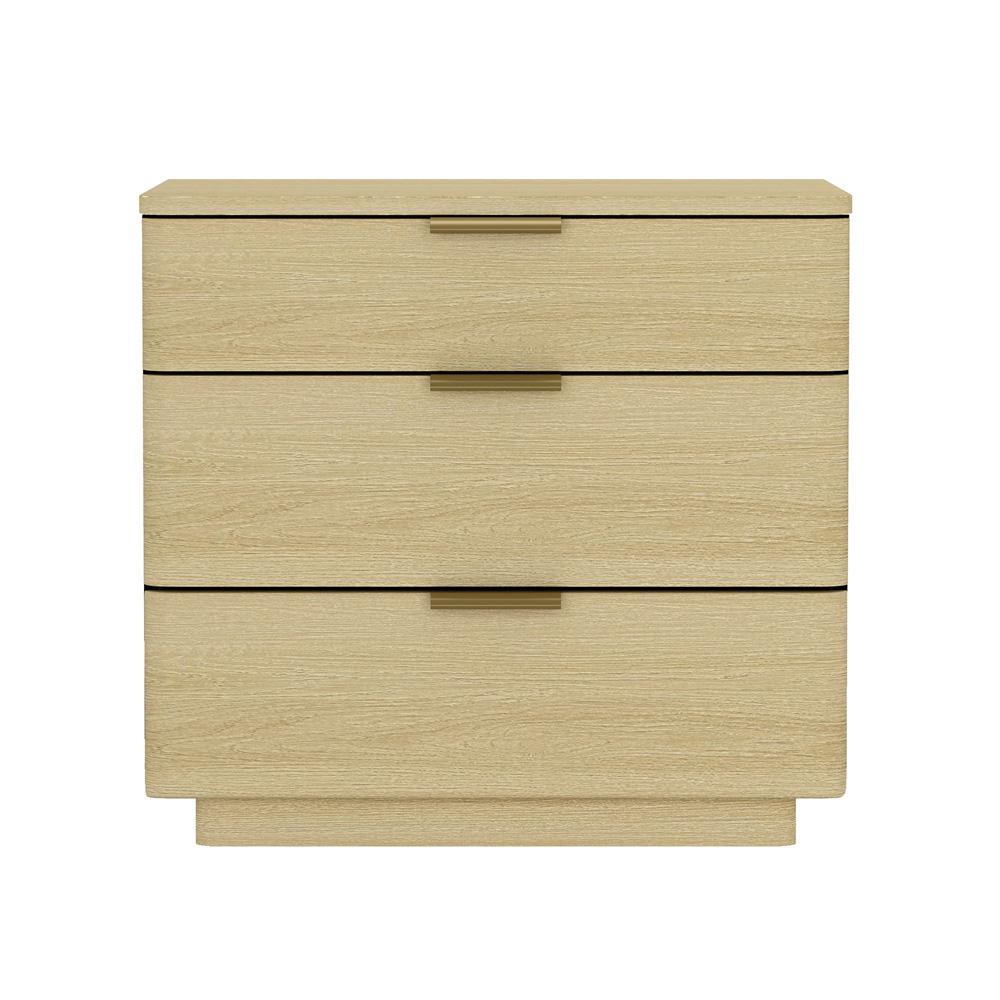 Manhattan Comfort - Payton Nightstand with 3 Drawers in Natural Oak and Gold - NS009-GNO veiw 1