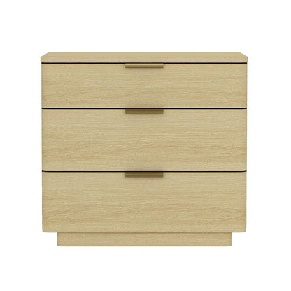 Manhattan Comfort - Payton Nightstand with 3 Drawers in Natural Oak and Gold - NS009-GNO veiw 1