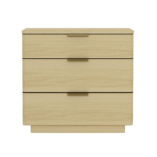 Manhattan Comfort - Payton Nightstand with 3 Drawers in Natural Oak and Gold - NS009-GNO veiw 1