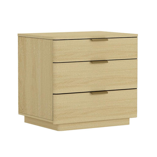 Manhattan Comfort - Payton Nightstand with 3 Drawers in Natural Oak and Gold - NS009-GNO veiw 2