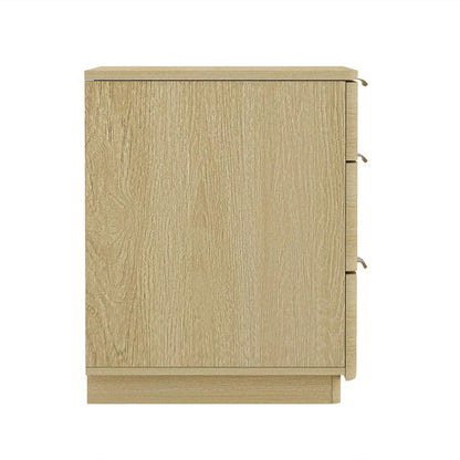 Manhattan Comfort - Payton Nightstand with 3 Drawers in Natural Oak and Gold - NS009-GNO veiw 3