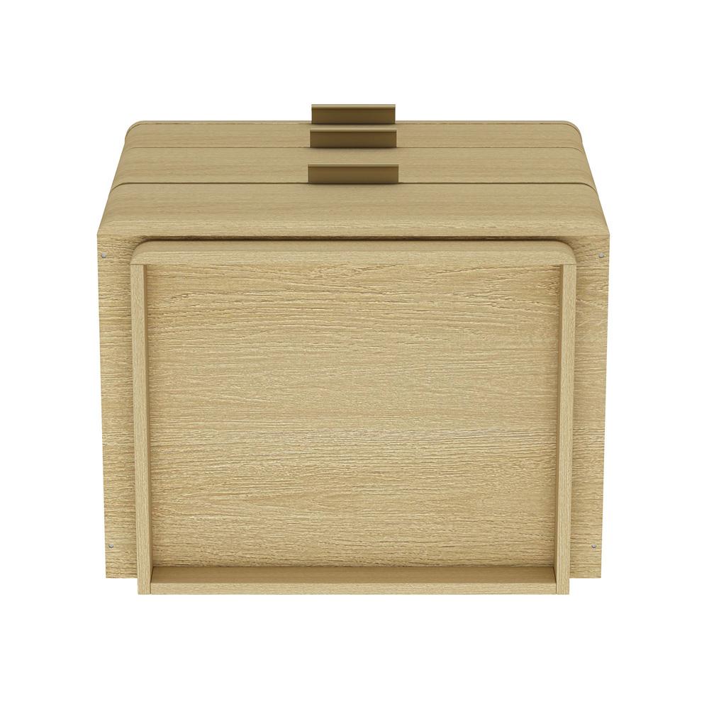 Manhattan Comfort - Payton Nightstand with 3 Drawers in Natural Oak and Gold - NS009-GNO veiw 5