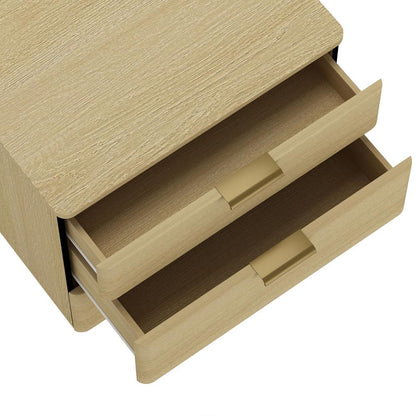 Manhattan Comfort - Payton Nightstand with 3 Drawers in Natural Oak and Gold - NS009-GNO veiw 7