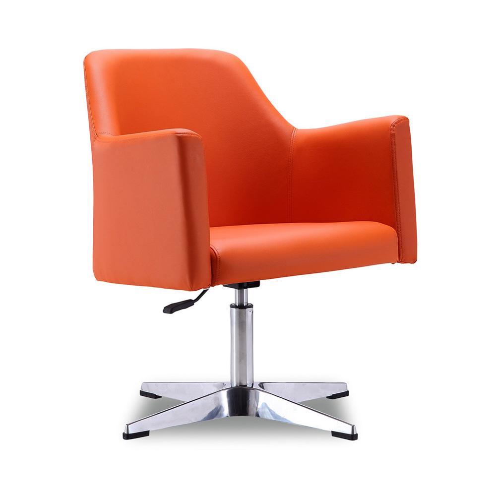Manhattan Comfort - Pelo Faux Leather Accent Chair with Metal Legs in Orange and Polished Chrome - AC030-OR veiw 1