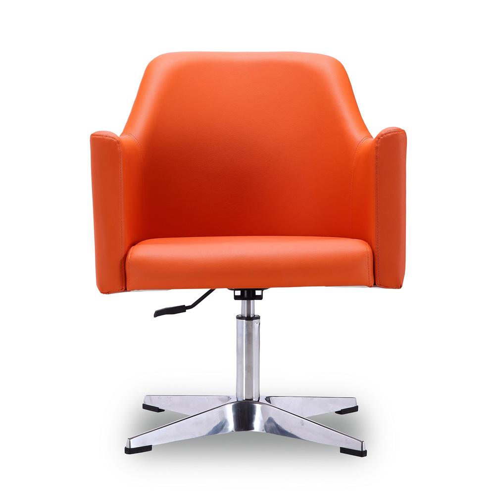 Manhattan Comfort - Pelo Faux Leather Accent Chair with Metal Legs in Orange and Polished Chrome - AC030-OR veiw 2