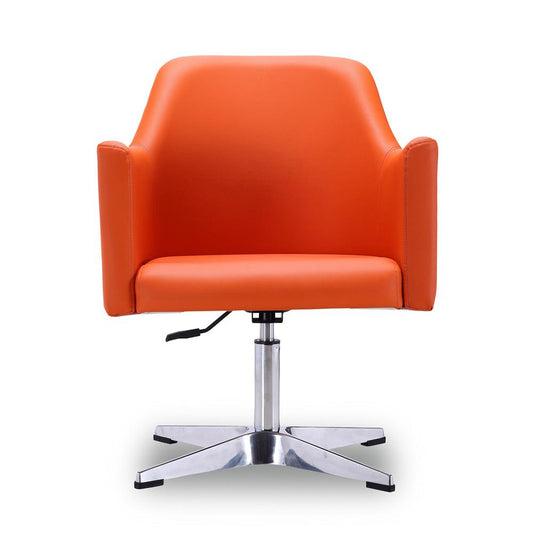 Manhattan Comfort - Pelo Faux Leather Accent Chair with Metal Legs in Orange and Polished Chrome - AC030-OR veiw 2