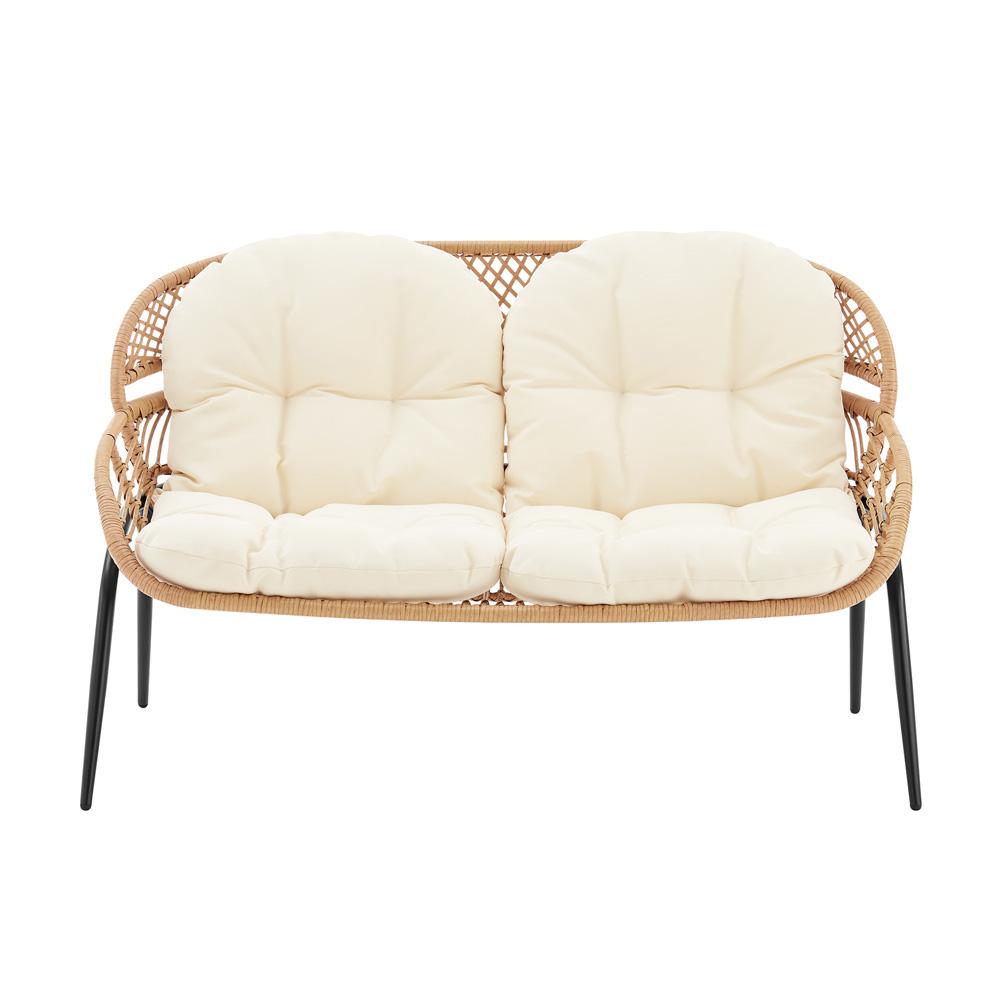 Manhattan Comfort - 4-Piece Pine Polyester Patio Conversation Set with Steel Legs in Cream - OD-CV022-CR veiw 6