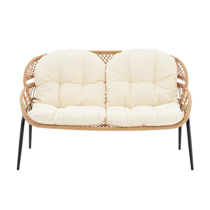 Manhattan Comfort - 4-Piece Pine Polyester Patio Conversation Set with Steel Legs in Cream - OD-CV022-CR veiw 6