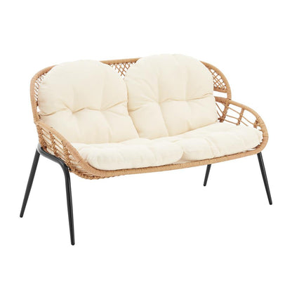 Manhattan Comfort - 4-Piece Pine Polyester Patio Conversation Set with Steel Legs in Cream - OD-CV022-CR veiw 7