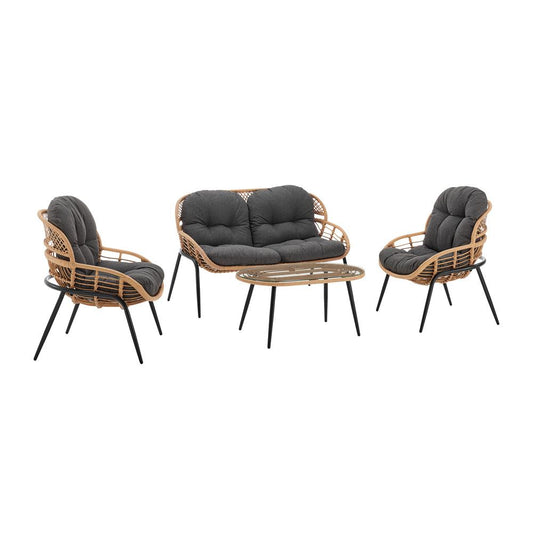 Manhattan Comfort - 4-Piece Pine Polyester Patio Conversation Set with Steel Legs in Grey - OD-CV022-GY veiw 2