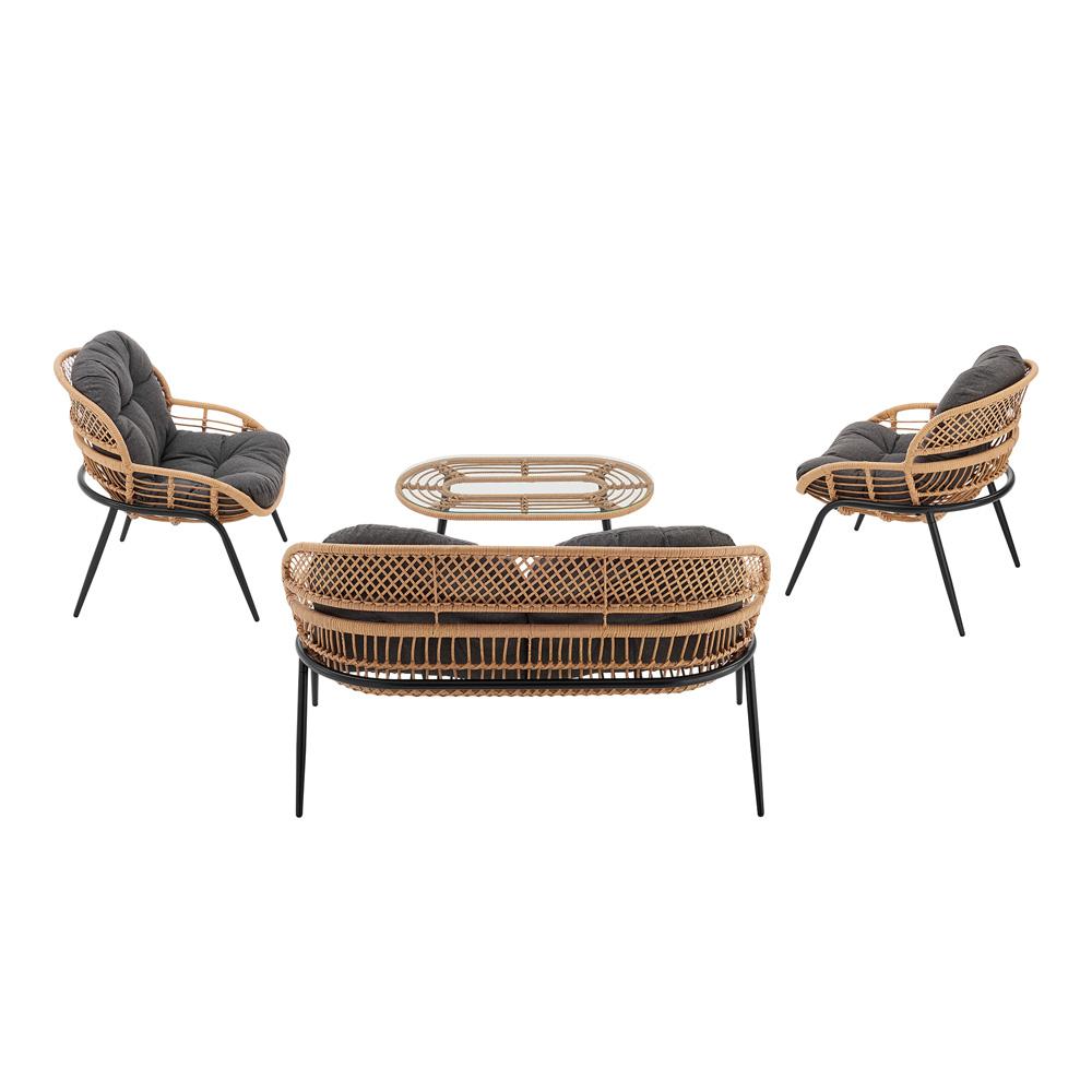 Manhattan Comfort - 4-Piece Pine Polyester Patio Conversation Set with Steel Legs in Grey - OD-CV022-GY veiw 4