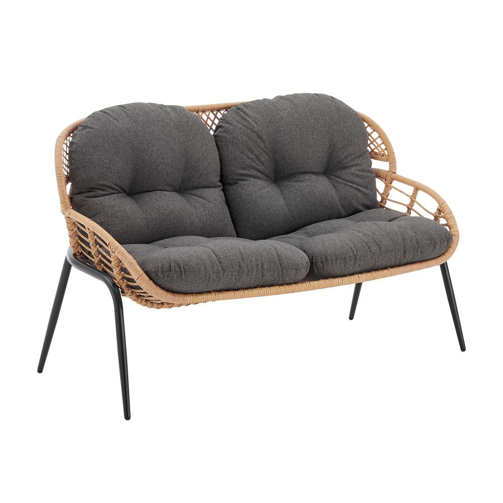 Manhattan Comfort - 4-Piece Pine Polyester Patio Conversation Set with Steel Legs in Grey - OD-CV022-GY veiw 7