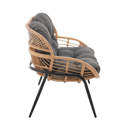 Manhattan Comfort - 4-Piece Pine Polyester Patio Conversation Set with Steel Legs in Grey - OD-CV022-GY veiw 8