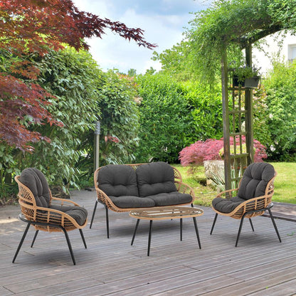 Manhattan Comfort - 4-Piece Pine Polyester Patio Conversation Set with Steel Legs in Grey - OD-CV022-GY veiw 10