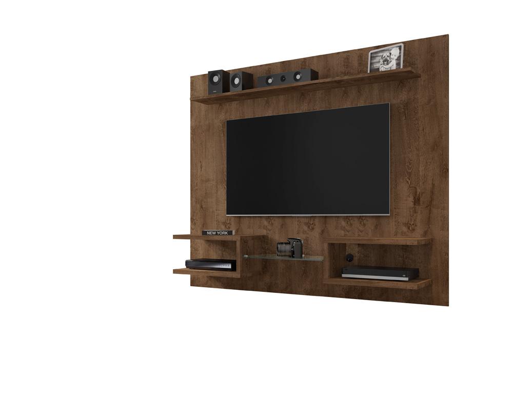 Manhattan Comfort - Plaza Floating Entertainment Center with 6 Fixed Shelves in Rustic Brown - 224BMC9 veiw 3